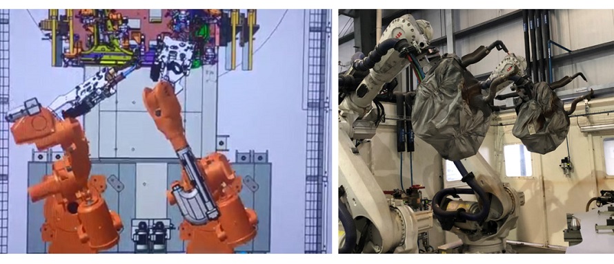 汽车门环点黄瓜视频黄色双焊枪工位